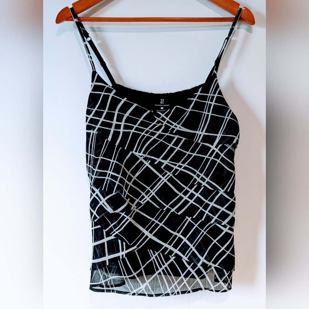 New York & Co. Black & White Layered Spaghetti Strap Cami